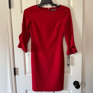 Karl Lagerfeld Red Ruffle-Sleeve Sheath Dress